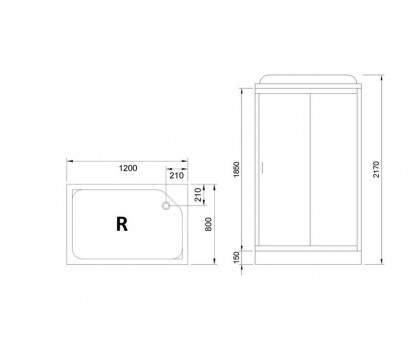 Душевая кабина Royal Bath RB 8120HP7-BT 120х80 см, с прозрачными стеклами , правосторонняя