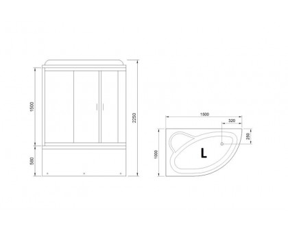 Душевая кабина Royal Bath RB 150ALP-T-CH 150х100 см, с прозрачными стеклами, левосторонняя