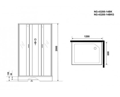 Душевая кабина Niagara NG-43285-14QBK 120х80 см, с матовыми стеклами