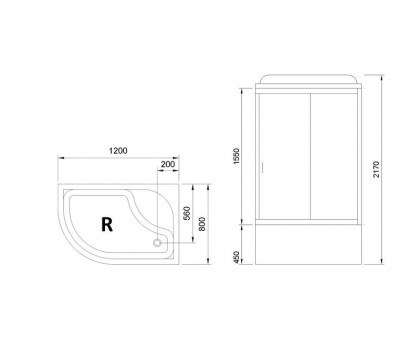 Душевая кабина Royal Bath RB 8120BK3-BT-CH 120х80 см, с прозрачными стеклами, правосторонняя