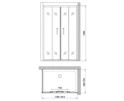 Душевой уголок Gemy Victoria S30192D-A70 180х70 см