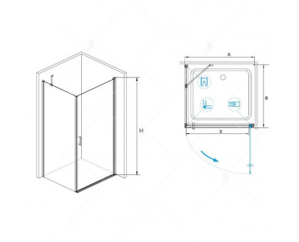 Душевой уголок RGW LE-34 (LE-03 + Z-14) 60x90, прозрачное стекло