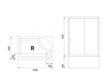 Душевой уголок Royal Bath RB 8100BP-C-CH 100х80 см, с матовыми стеклами, правосторонний