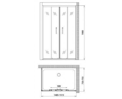 Душевой уголок Gemy Victoria S30192A-A75 150х75 см